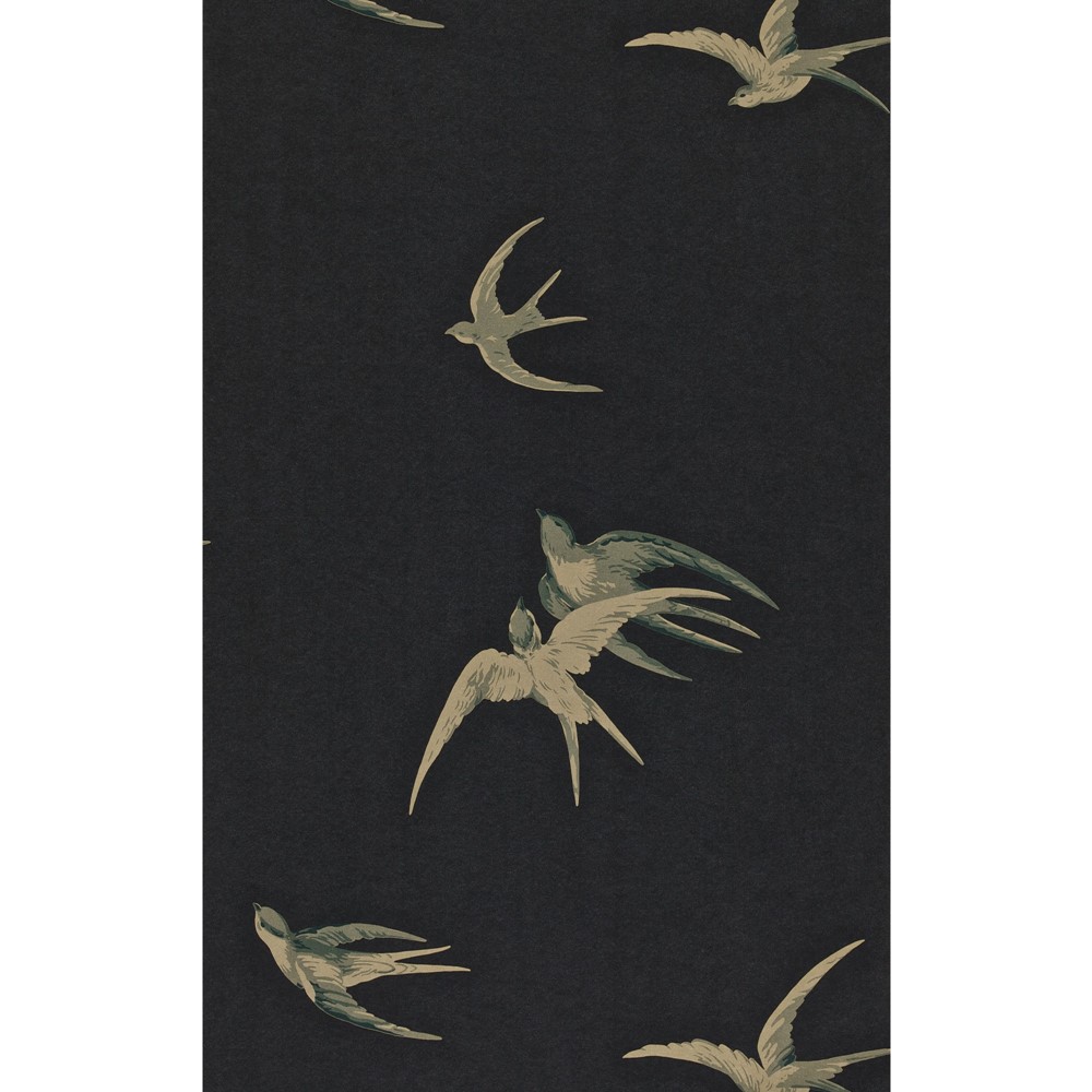 Swallows Wallpaper 105 by Sanderson in Black